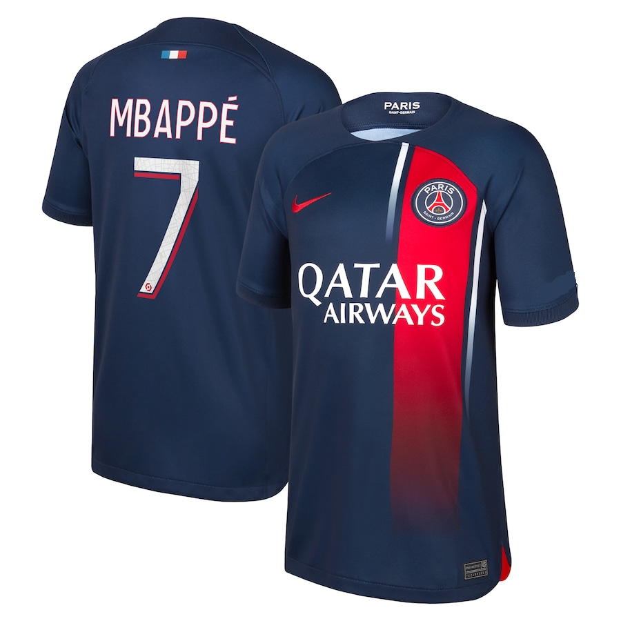 Mbappe PSG fashion Youth Medium Jersey #7 W-Shorts. Goat Logo on sleeve. Brand New w-Tag