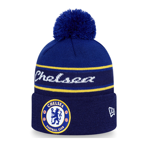 Chelsea Stripe New Era Pom Beanie